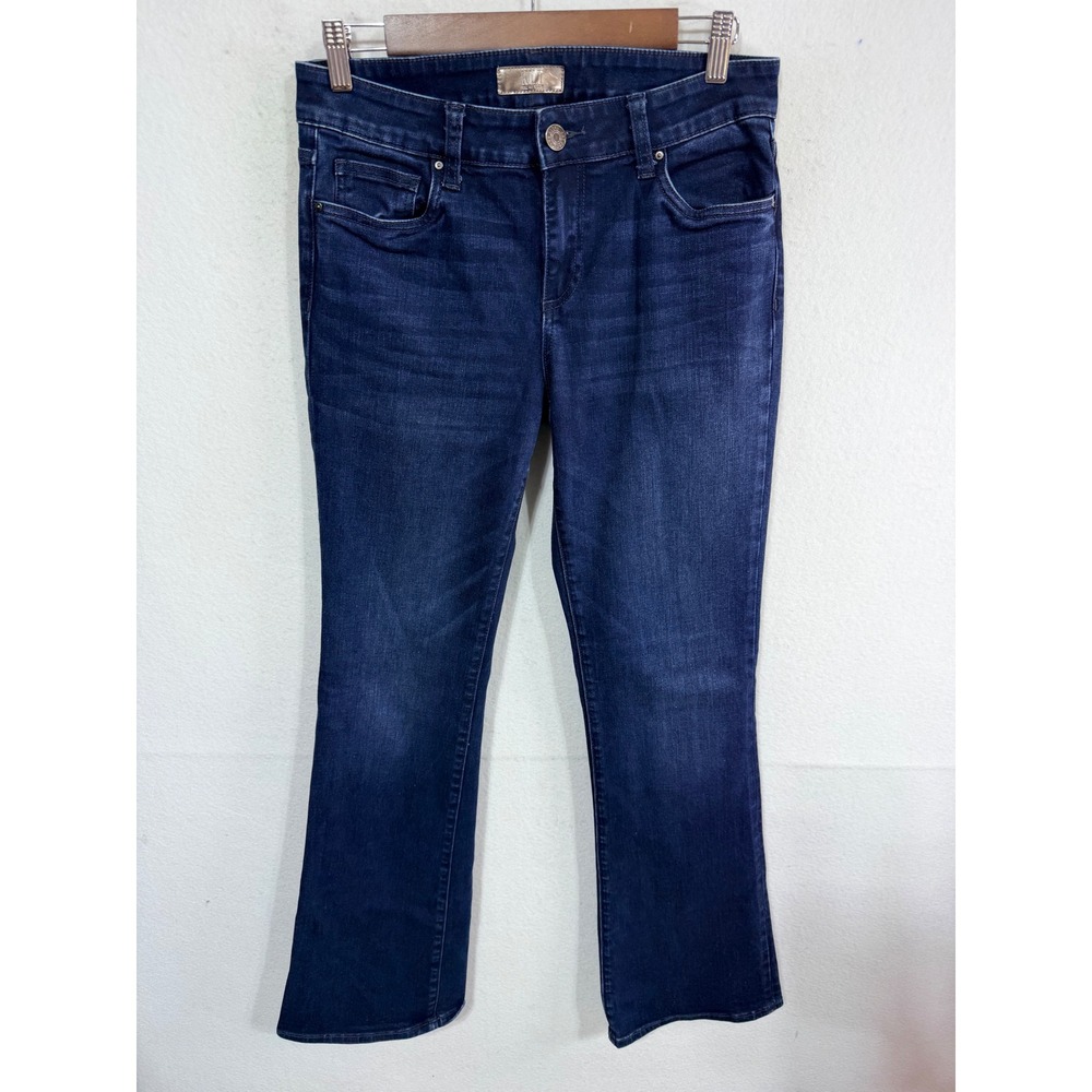KUT from the Kloth Natalie Flare Mid Rise Jeans Women's 6 Blue Denim Boho